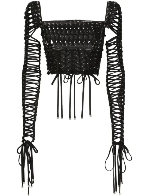 Dolce & Gabbana lace-up detailed bustier blouse Black F760PTGDA6M
