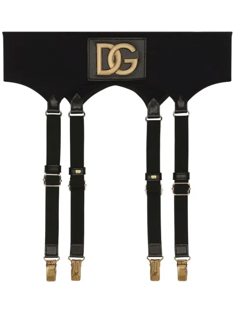 Dolce & Gabbana DG logo-plaque suspender belt Black BE1582AF822