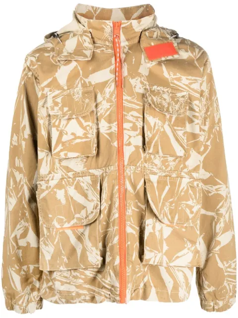 Aries Crinkle camouflage hooded cargo jacket Neutrals FTAR71303