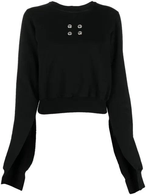 Rick Owens DRKSHDW eyelet-embellished cropped sweatshirt Black DS01C6223FES1