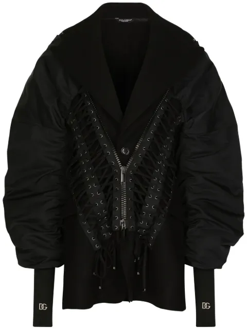 Dolce & Gabbana lace-up bomber jacket Black F9P12TG7F6D