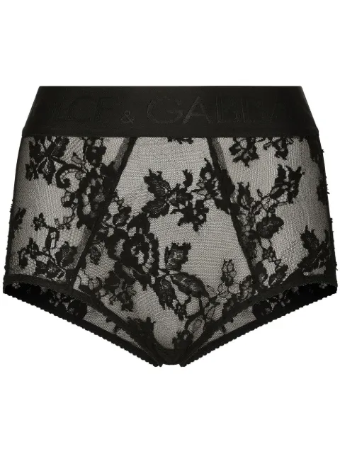 Dolce & Gabbana high-waisted floral-lace briefs Black O2D64THLM37