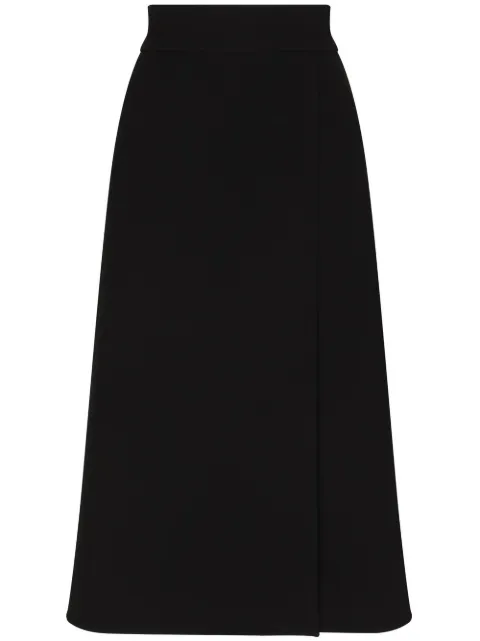 Dolce & Gabbana slit-detail crepe midi skirt Black F4CE7TFUM07