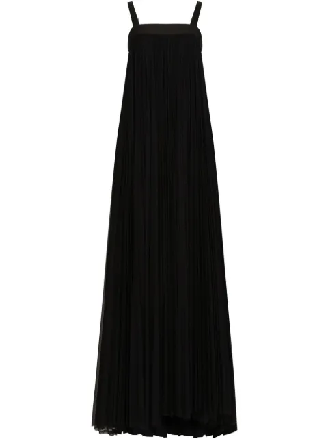 Dolce & Gabbana pleated tulle maxi dress Black F6APQTFLRC2