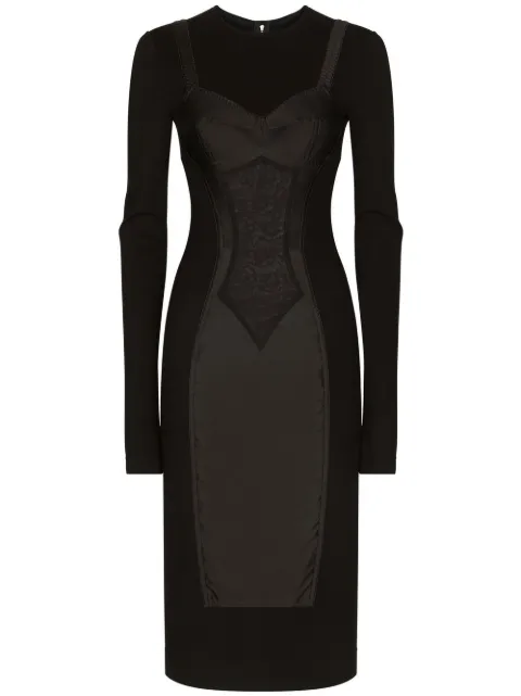 Dolce & Gabbana trompe l'oeil-detailed sheath dress Black F6ARFTFUGKF