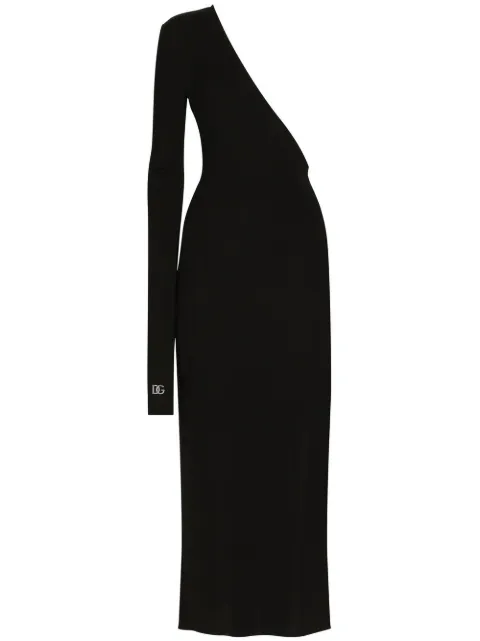 Dolce & Gabbana detachable-sleeve one-shoulder midi dress Black F6AQXTFUGO7