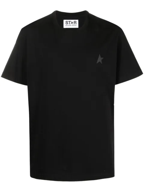 Golden Goose White Star Collection T-shirt with black star on the front Black GMP01220P000593