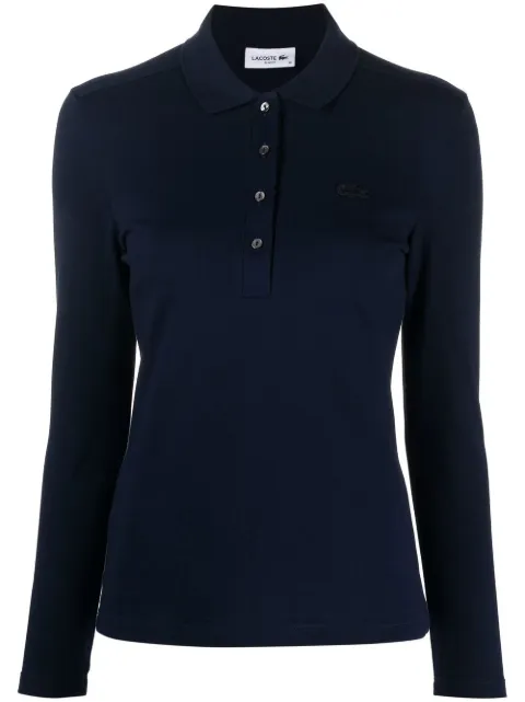 Lacoste logo-patch long-sleeve polo shirt Blue PF546400166