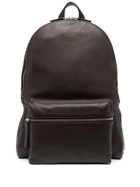 Orciani logo-plaque leather backpack Brown P00711