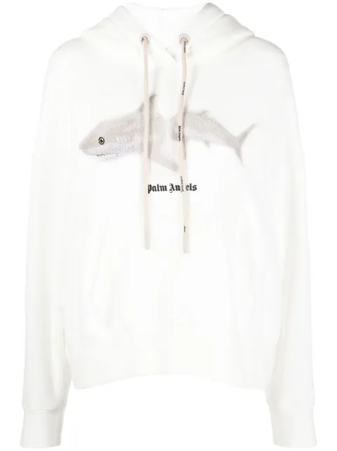 Palm Angels graphic-print cotton hoodie White PWBB023G22FLE0010301