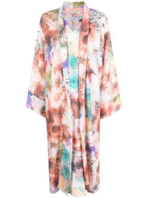 Bambah two-piece floral-print midi dress Red BMRM2308