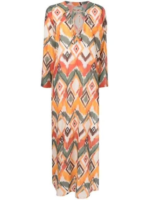 Bambah Argentina geometric-print maxi dress Orange BMSS2334