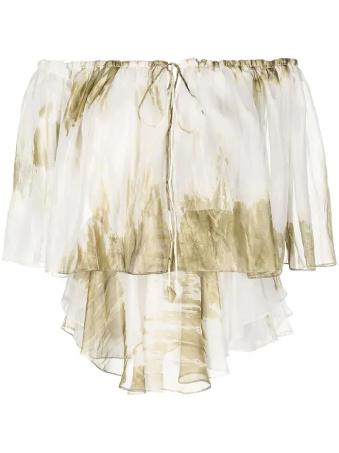 Bambah off-shoulder tie-dye blouse White BMSS2343