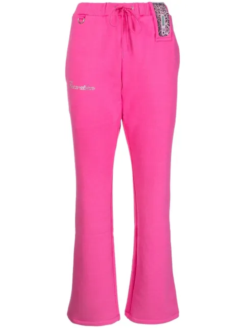 Doublet rhinestone-logo detail track pants Pink 22AW35PT196