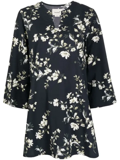 Bambah floral-print cotton-blend tunic Black BMRE2327