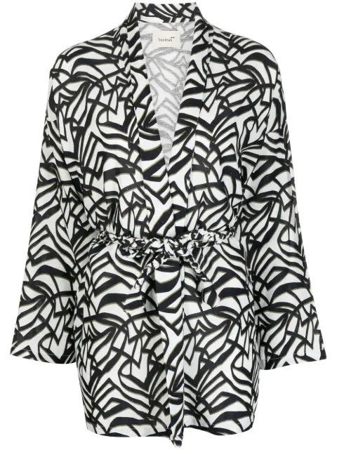 Bambah geometric-print wrap blouse Black BMSS2311