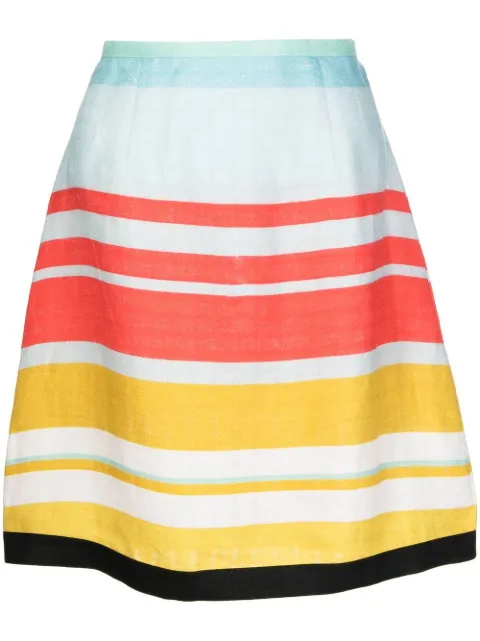 Bambah stripe-print linen mini skirt Red BMRE2319