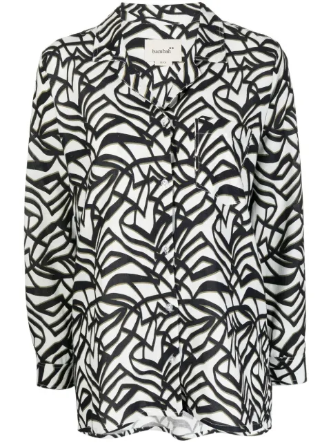 Bambah geometric-print pocket shirt Black BMSS2314