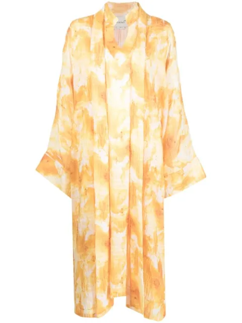Bambah Gardenia tie-dye print dress set Yellow BMRM2323