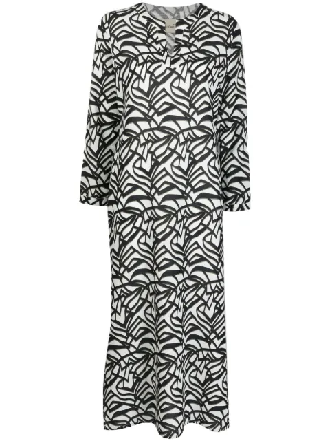Bambah geometric-pattern print midi dress Black BMSS2341