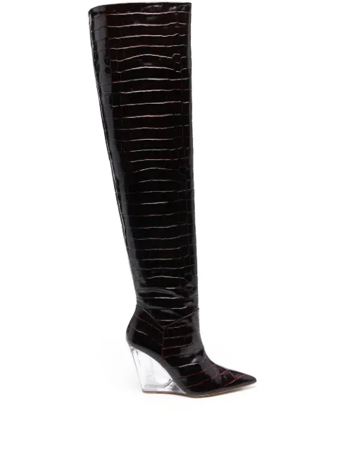 Stuart Weitzman Lucite 100mm thigh-high boots Red SC818PRF