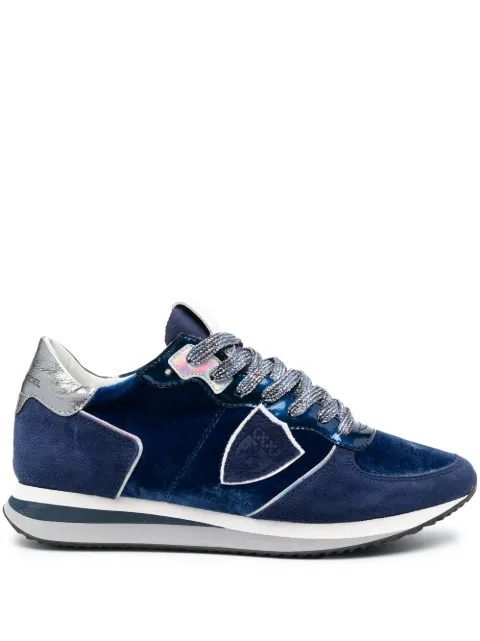 Philippe Model Paris suede-panelled low top sneakers Blue TZLDEV13