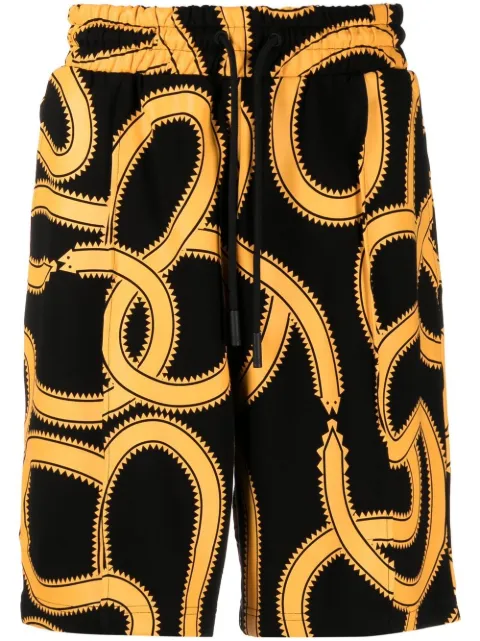 COUNTY OF MILAN Snakes print track shorts Black CMCL001F22JER0011100