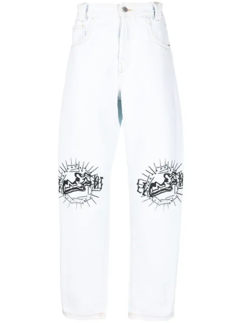44 LABEL GROUP graphic-print straight-leg jeans Blue B0030133FA164