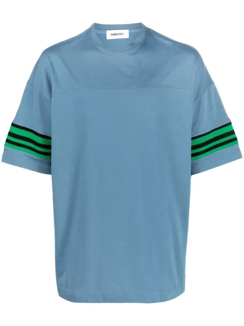 AMBUSH logo-patch stripe detail T-shirt Blue BMAA053F22JER0014401