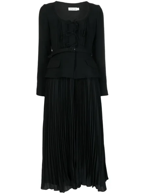 Self-Portrait ruched crepe midi dress Black AW22133B