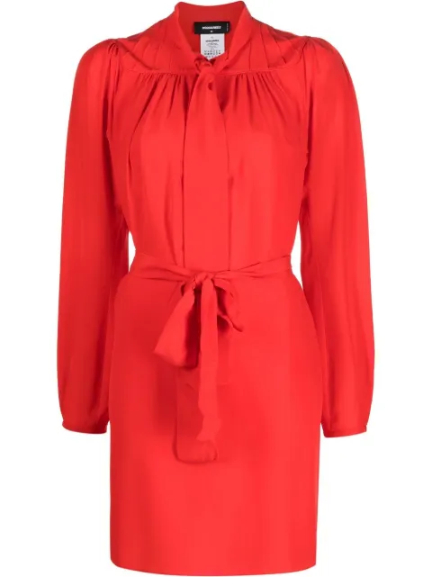 DSQUARED2 pussy-bow silk mini dress Red S75CV0583S54053
