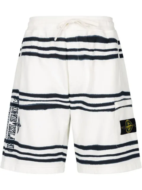 Supreme x Stone Island Warp striped shorts White SU11976