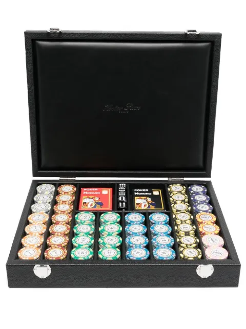 Hector Saxe 440 Chip Leather poker set Black C440J01