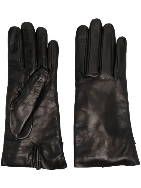 Moschino logo-plaque leather gloves Black 65250M2396