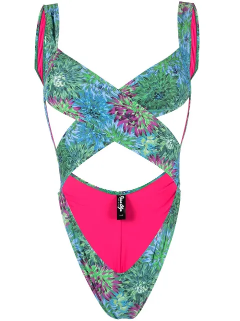 Reina Olga cross-strap one-piece Green EXOTICA