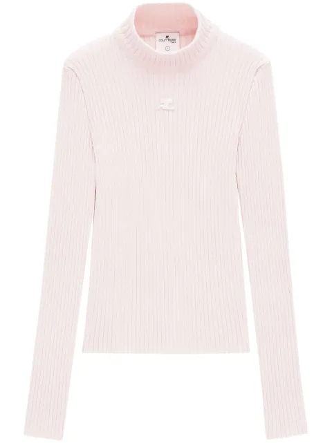Courrèges logo-embroidered roll-neck jumper Pink PERMPU022FI0001