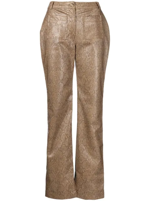 Rejina Pyo Ellis snakeskin-effect straight trousers Brown E175UB