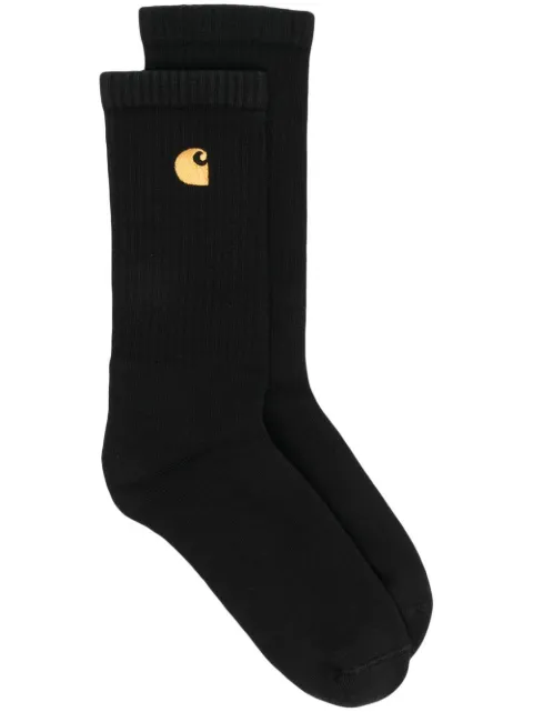 Carhartt WIP embroidered-logo ribbed socks Black I029421