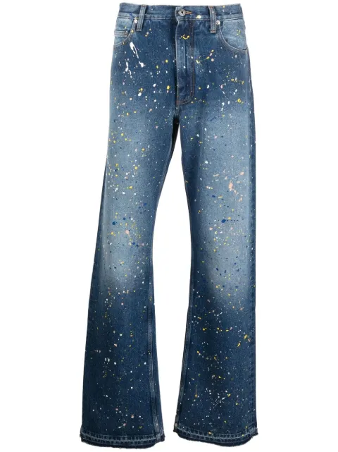 Off-White paint-splatter straight-leg jeans Blue OMYA154F22DEN0014000