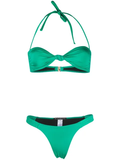 Manokhi ruched bikini set Green MANO408ST3EMERALDGREEN