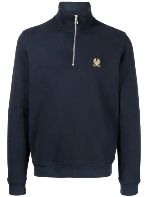 Belstaff logo-patch short-zip sweatshirt Blue 103001