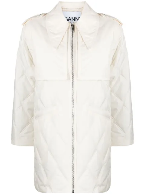 GANNI ripstop quilted jacket Neutrals F7160