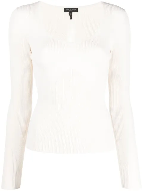 rag & bone U-neck long-sleeved top Neutrals WAS22FS044LD44