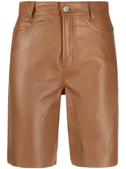 FRAME high-waisted leather shorts Brown LWLT0618