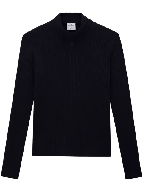 Courrèges rib-knit mock-neck jumper Blue PERMPU008FI0001