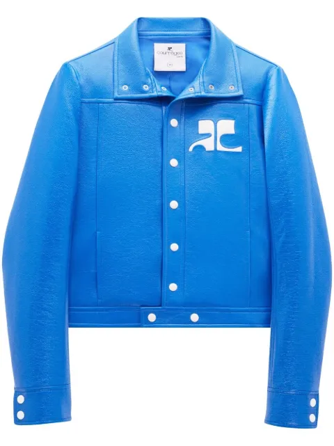 Courrèges chest logo-patch shirt jacket Blue PERCBL017VY0003