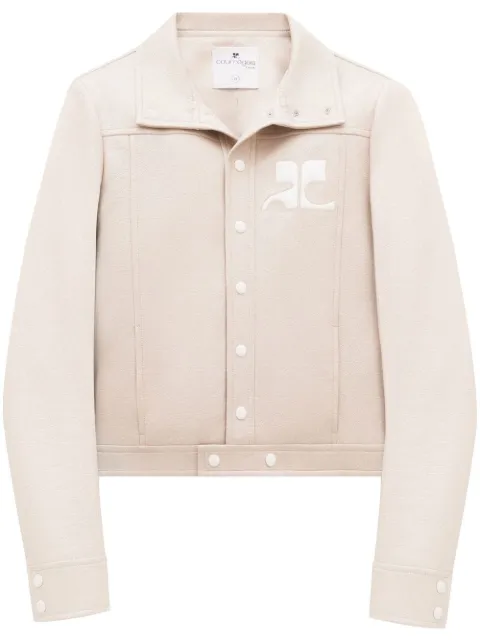 Courrèges chest logo-patch shirt jacket Pink PERCBL017VY0003