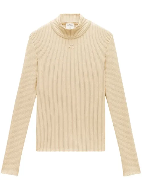 Courrèges rib-knit mock-neck jumper Neutrals PERMPU008FI0001