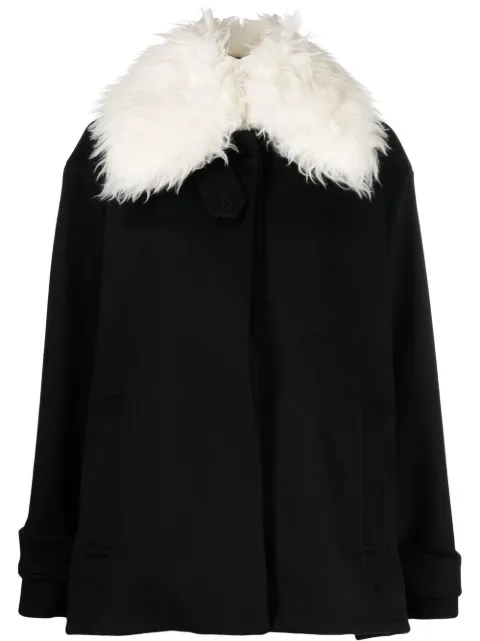 Stella McCartney faux-fur collar wool coat Black 660010SPB11