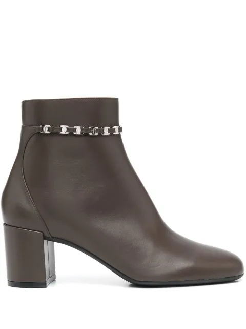Ferragamo chain-link leather ankle boots Brown 756168